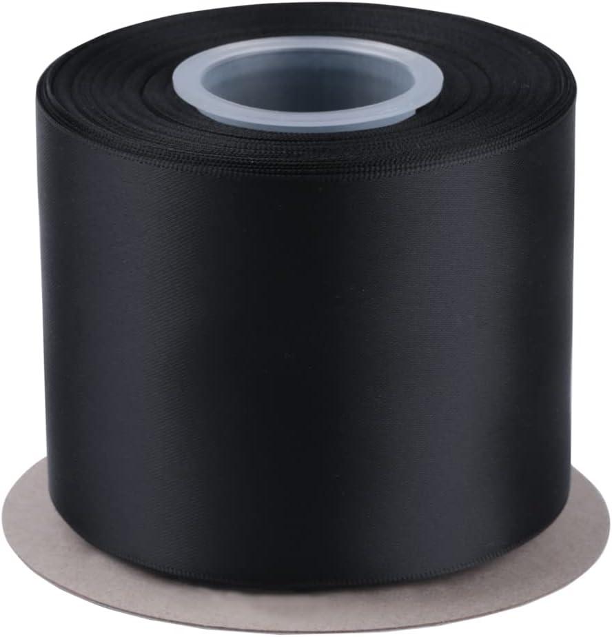 3" X 25 Yards Double Faced Satin Ribbon Black Polyester Ribbon for Gift Wrapping Wedding Decoration Floral Arrangement Crafts
