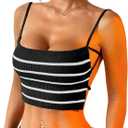 SOLY HUX Women's Striped Cami Top Backless Spaghetti Strap Knit Crop Tops Camisole