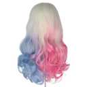 Miss U Hair Women's Long Wavy 2 Dyeing Color Blonde Blue Pink Wig Halloween Costume Wig