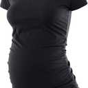 Liu & Qu Women's Maternity Classic Side Ruched T-Shirt Tops Mama Pregnancy Clothes (Black, S)