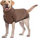 ROZKITCH Dog Winter Coat Soft Pullover Pajamas, Pet Windproof Warm Cold Weather Jacket Vest Cozy Onesie Jumpsuit Apparel Outfit Clothes for Small, Medium, Large Dogs Walking Hiking Travel Sleep Brown (3XL(Back Length:25-28"))