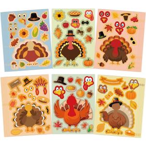 30 Pcs Make a Turkey Stickers Thanksgiving Crafts Make Your Own Sticker Thanksgiving Party Favors DIY Turkey Stickers Activities Decorations Classroom Teacher Reward