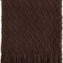 BATTILO HOME Dark Brown Throw Blanket for Couch, Boho Throw Blanket for Home Decor, Decorative Chocolate Knit Throw Blankets for Chair Sofa, Bed, 50"x60"