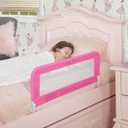 Dream On Me Mesh Security Bed Rail Toddler Safety Guard with breathable mesh, reinforced anchor system, lightweight, portable, fits adult twin-size beds, Pink