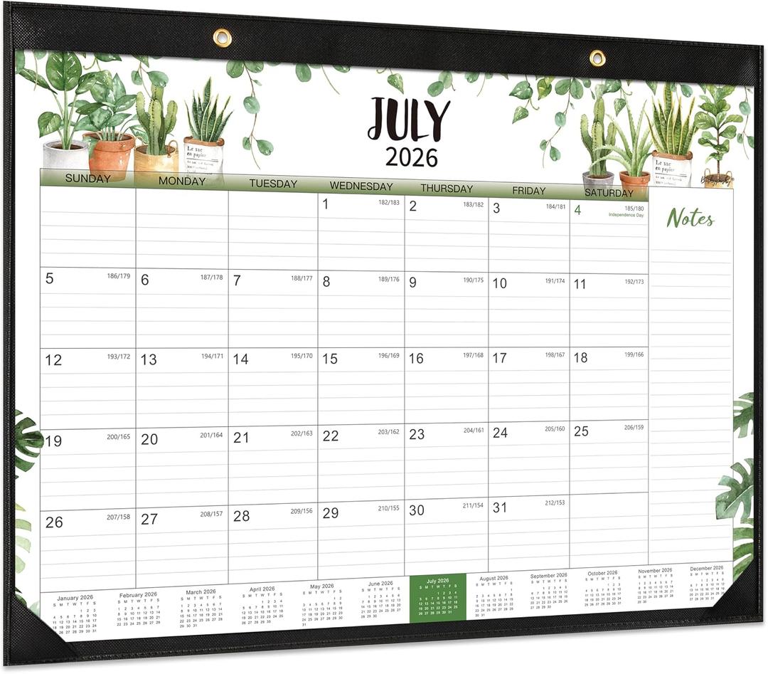 Desk Calendar 2026-2027 - Large Desk Calendar 2026-2027 22x17, Jul. 2026 - Dec. 2027, 26-27 Large Calendar, 18 Months, Corner Protectors - Plants
