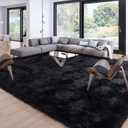 Merelax Soft Modern Indoor Large Shaggy Rug for Livingroom Bedroom Decor Aesthetic, Non-Slip Plush Fluffy Area Rugs for Boys Dorm Nursery Indoor Accent Floor Carpet 8x10Feet, Black