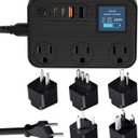 350W Converter Plug with 2 USB and 2 USB-C (20W PD) Fast Charging International Travel Converter for 220V to 110V for 100V-240V and Including US/EU/UK/India/South Africa Plugs (Black)