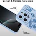 Fiyart Designed for iPhone 16 Pro Max Case Cute Flowers with Strap Soft TPU Phone Cover Protective Camera Lens Protection for Women Men Floral Bumper with Stand 6.9"-Blue