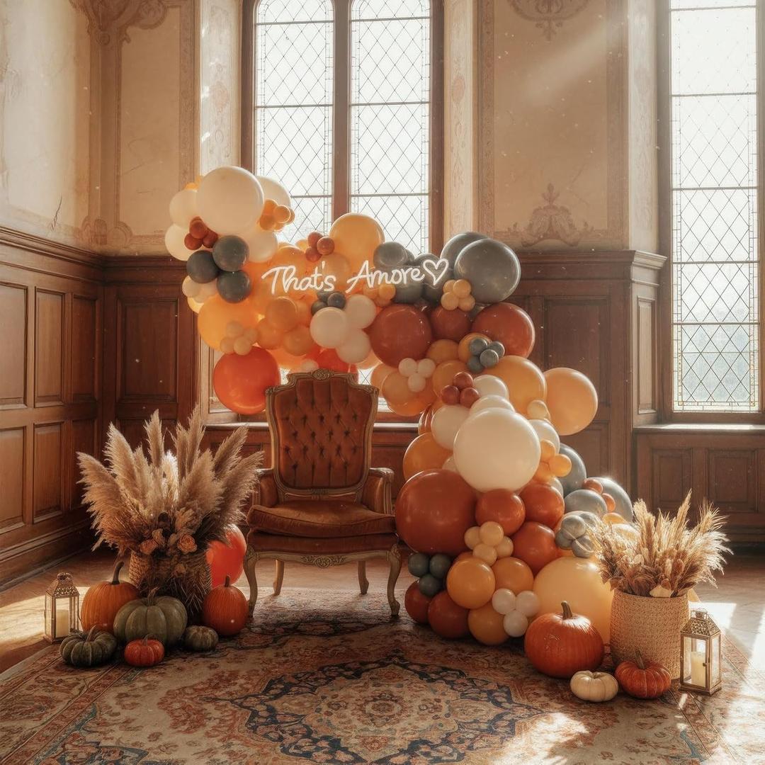 Neutral Burnt Orange Balloon Arch Kit, 130PCS Double-Stuffed Terracotta Orange Cream Peach Gray Balloons For Fall Baby Shower, Fall Birthday, Boho Wedding, Bride To Be Decorations