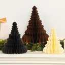 Spiareal 3 Pack Paper Christmas Tree Decoration 6 Inch 8 and 9.5 Inch 3D Honeycomb Trees Table Centerpiece for Modern Christmas Mantel Decorations Home Xmas Holiday Party Decor(Brown, Gray, Cream)