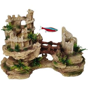 Hamiledyi Aquarium Antique Roman Column Castle Stone Cave Decorations, Fish Tank Artificial Resin Ruins European Ornaments, Large Landscaping for Betta Hide Play