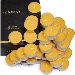 16 Packs Beeswax Tealight Candles,Natural Beeswax Tea Lights Candle in Aluminum Cups,4-5 Hour Burn Time,Unscented Smokeless Candles