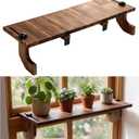 1 Pcs Brown Window Sill Plant Shelf for Plants 21.7 x 7.1 x 5.9 Inch Windowsill Extender Window Plant Floating Shelves No Drilling Wooden Bracket for Cat Perch Planters (Right Angle)