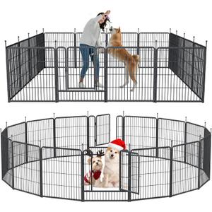 Mr IRONSTONE Dog Playpen with Anti-Rust Coating  32" Height 16 Panels Portable & Foldable Indoor/Outdoor Pet Fence for Large, Medium, or Small Dogs  Durable Exercise Pen