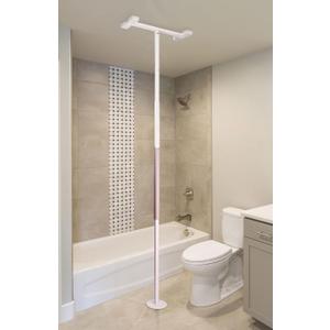 Stander Wonder Pole Slim, Tension Mounted Security-Pole, Elderly Floor to Ceiling Transfer-Pole for Seniors, Bathroom Grab Bar Stability Rail with Padded Handle, White