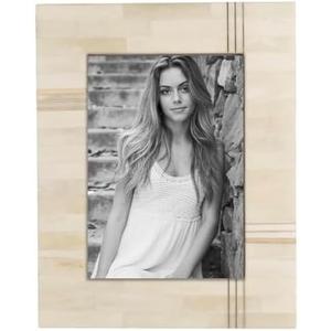 Cruiser’s Cache | White Bone Inlay Photo or Picture Frame | Brass Inlay 5x7, Missing Small Corner Piece