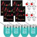 12 Pcs Teacher Appreciation Gift Bulk for Women, Teacher Week Gifts 12oz Wine Cup with Mini Journal Notepads Keychains Basket Thank You Retirement Graduation Gifts