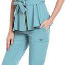 Scrub for Women Set - Cute Scrub Top & Pants with Zipper Multi Pocket, Anti Wrinkle, Slim Fit (Blue, XS)