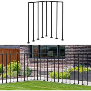Deck Railing Kit, Metal Porch Railing with Right-Angle Connectors for Flat Surfaces, Outdoor Guard Rail Handrail for Deck, Balcony, Patio, Black