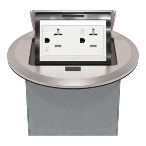 TG Round Pop-Up Floor Box Kit, 20A Tamper-Resistant Weather Resistant Receptacle Outlet, Outlet Cover Box, Watertight Gasket and Corrosive Resistant Hardware, Nickel Plated Brass, Stainless Steel