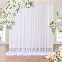 10ft x 10ft White Sheer Tulle Backdrop Curtains for Party Wedding Wrinkle Free Curtain Backdrops Drapes for Baby Shower Birthday Party Photo Back Drop Background Home Decorations