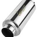 Upower 2.5" Inlet&Outlet Exhaust Resonator,4" x8.5" Body 11.5" Overall Length Center Straight Through Stainless Steel Muffler,Polished