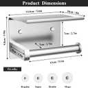 Tindbea Toilet Paper Holder with Phone Shelf, Adhesive or Screw Wall Mount Toilet Tissue Roll Holder, Rustproof & Multifunctional Stainless Steel Bathroom Storage Dispenser (Brushed Nickel)