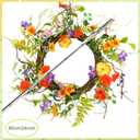 24 Inch Spring Branch Wreath with Mixed Morning Glory Flowers Trumpet Blossom Floral Wreath Silk Morning Glory Flower Hanging Wreath with Vine for Front Door Wedding Window Wall Summer Home Decoration