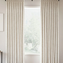 Pinch Pleat Full Blackout Curtains & Drapes 84 Inch Length 2 Panels Set, Oatmeal Linen Room Darkening Soundproof Curtains with Hooks Rings for Bedroom Living Room Track System, Beige Ivory
