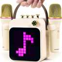 Rhymcore Karaoke Machine with Screen, Voice Changer & Vocal Removal, Portable Karaoke Machine for Adults & Kids 8-12, 6 Sound Modes, 3600mAh Long-Lasting Battery, Wireless Speaker, Gift for Family