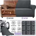 ZNSAYOTX Super Stretch Couch Cover Love Seat Sofa Covers for Living Room Dogs Pet Friendly Furniture Protector Spandex Loveseat Slipcovers with Anti Slip Foam Sticks (Dark Grey, Loveseat)