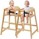 2 Pack Wooden High Chair for Babies & Toddlers, Restaurant-Style Stackable High Chair with Commercial Grade Solid Wood for Dining Table & Kitchen, Easy to Clean Baby Booster Seat - Natural
