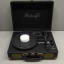 Vinyl Record Player 3-Speed Bluetooth Suitcase Portable Belt-Driven Record Player with Built-in Speakers RCA Line Out AUX in Headphone Jack Vintage Turntable (Black)