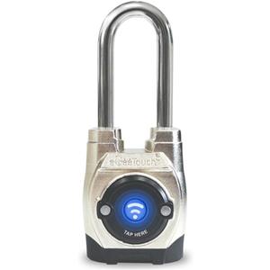 eGeeTouch 5th GEN Outdoor Smart Padlock  (Single, Long Shackle) Keyless Bluetooth & NFC Lock, Weatherproof Security for Gates, Sheds, and Bikes - Convenient App Control & Reliable Durability
