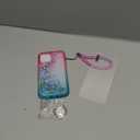 NGB Designed for iPhone 12 & iPhone 12 Pro Case, Pink/Aqua | Glitter Liquid Sparkle Cute Cover for Women Girls Kids | with Tempered Glass Screen Protector & Ring Holder & Wrist Strap