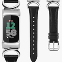 Minyee Leather Band Compatible with Fitbit Versa 4/Versa 3/Fitbit Sense 2/Sense Bands Women, Slim Thin Dressy Designer Premium Leather Strap with CShape Metal Buckle for Versa 3 4 Sense 2 Smartwatch