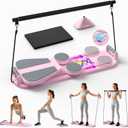 Pilates Board, Pilates Reformer Set for Home, Multifunctional Abdominal Board, Multi-Purpose Foldable Pilates Reformer Board, Core Workout Equipment, Pink