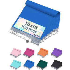 Yens Poly Mailers 10X13 100 Pack Blue,Strong Self Seal Adhesive Shipping Envelopes Waterproof for Shipping, Mailing, Packaging M4