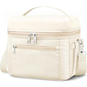DALINDA Insulated Lunch Bag for Women Men,Small Reusable Lunch Box Leak-Proof Cooler Cute Bag Lightweight LunchBags for Work (Cream,Beige) (Medium-7L)
