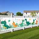 BlissYard Birthday Fence Banner Dinosaur Balloons Decor 118 x 20 Inch
