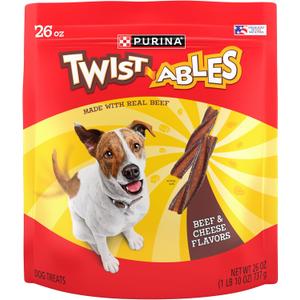 Purina Twistables Beef and Cheese Flavor Treats for Dogs - (Pack of 4) 26 oz. Pouches (1.63 Pound (Pack of 4)) BB Date Jan 2026