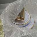 GATHER 176 Pieces Gold Dinnerware Disposable - White and Gold Plastic Plates Includes 50 Plates, 25 Plastic Silverware, 25 Napkins, 25 Cups and 1 Tablecloth for Wedding Party Thanksgiving