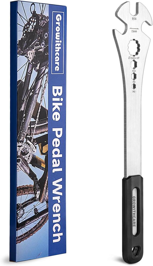 2 x 15mm Bike Pedal Wrench - Extra Long 15" Handle with Non-Slip Grip, Durable Chromoly Steel Bicycle Pedal Removal Tool for Road/Mountain/E-Bike Pedal Installation & Repair (Professional Grade)