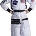 Dress Up America Kids NASA Astronaut Costume  Orange Space Suit with Cap  Realistic Halloween & Dress-Up Outfit (Small, White)