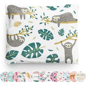 Poly Mailers 10x13 100 Pack | Self-Sealing Shipping Bags Envelopes for Small Business | Waterproof Durable Packaging | Sloth | Palm Green Animal Floral |  la mode Mailers Poly Mailers 10x13 100 Pack | Self-Sealing Shipping Bags Envelopes for Small Business | Waterproof Durable Packaging | Sloth | Palm Green Animal Floral |  la mode Mailers