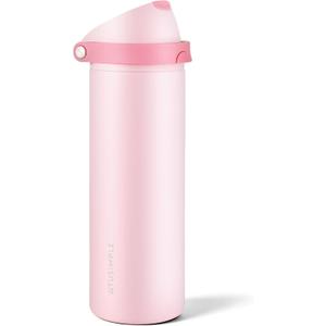24 oz Insulated Water Bottle with Straw, Stainless Steel Water Bottle with 2-in-1 Push-Button Spout & Quick-Flip Straw, Fits Car Cupholder, Leakproof, for Gym, Travel, School, Camping, Pink