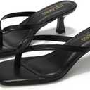 LULLASONG Women's Kitten Heels Sandals Square Open Toe Flip Flop Heels 1.8-2 Inch Heeled Sandals for Women (Black)