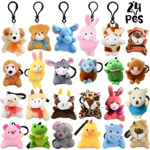 CAMIRUS 24Packs Mini Stuffed Animals Plush Keychain, Cute Small Tiny Stuffed Keychain Animal Plush Toys for Kids Valentines Easter Themed Parties, Goody Bags Filler