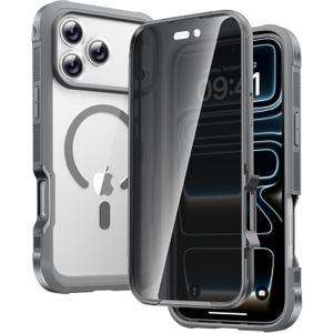 Diaclara Magnetic Designed for iPhone 17 Pro Max Case Full Body Bumper,[Compatible with MagSafe] Military Drop Proof Cover with Built-in Privacy Screen Protector,Grey Titanium