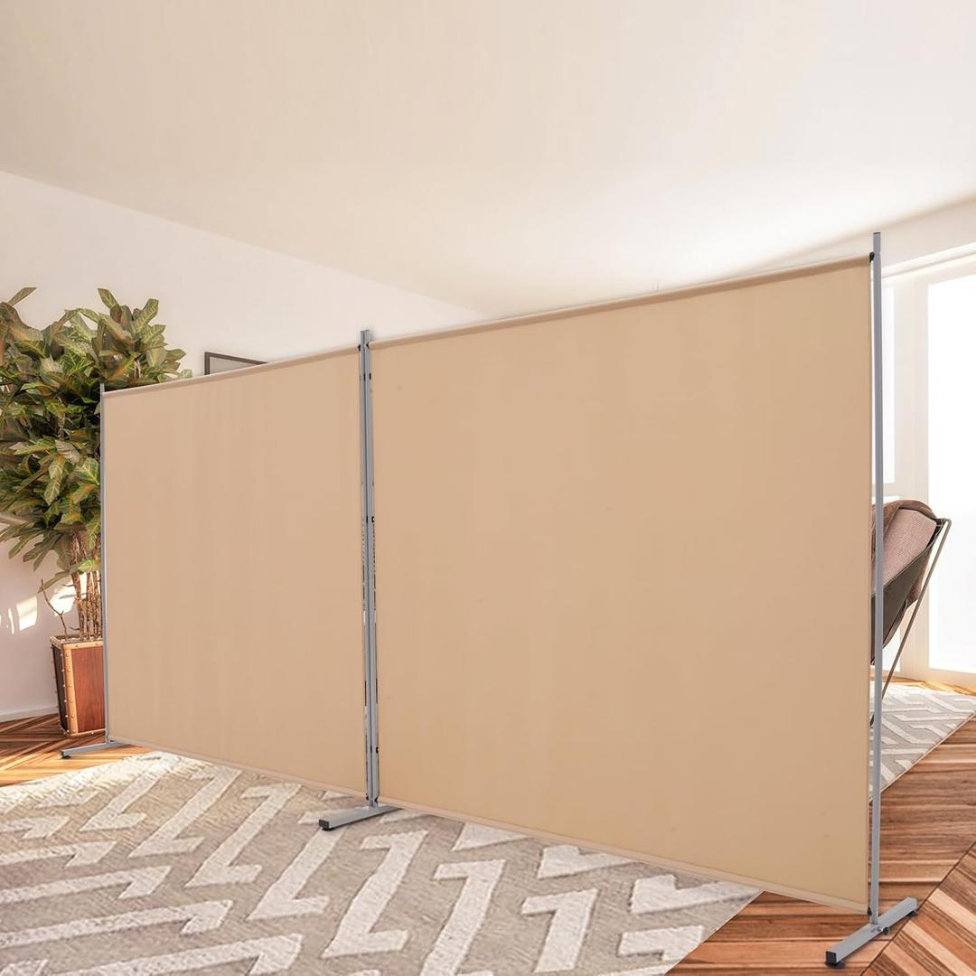 Rantila 2 Large Panels Room Divider,Portable Office Divider,Convenient Movable,Folding Partition Privacy Screen for Bedroom,Dining Room, Study,142" W x 71" H,Beige